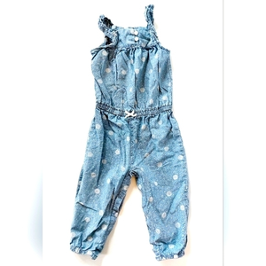 Blue & White Polka Dot Chambray Romper 12‎ Months Carter's